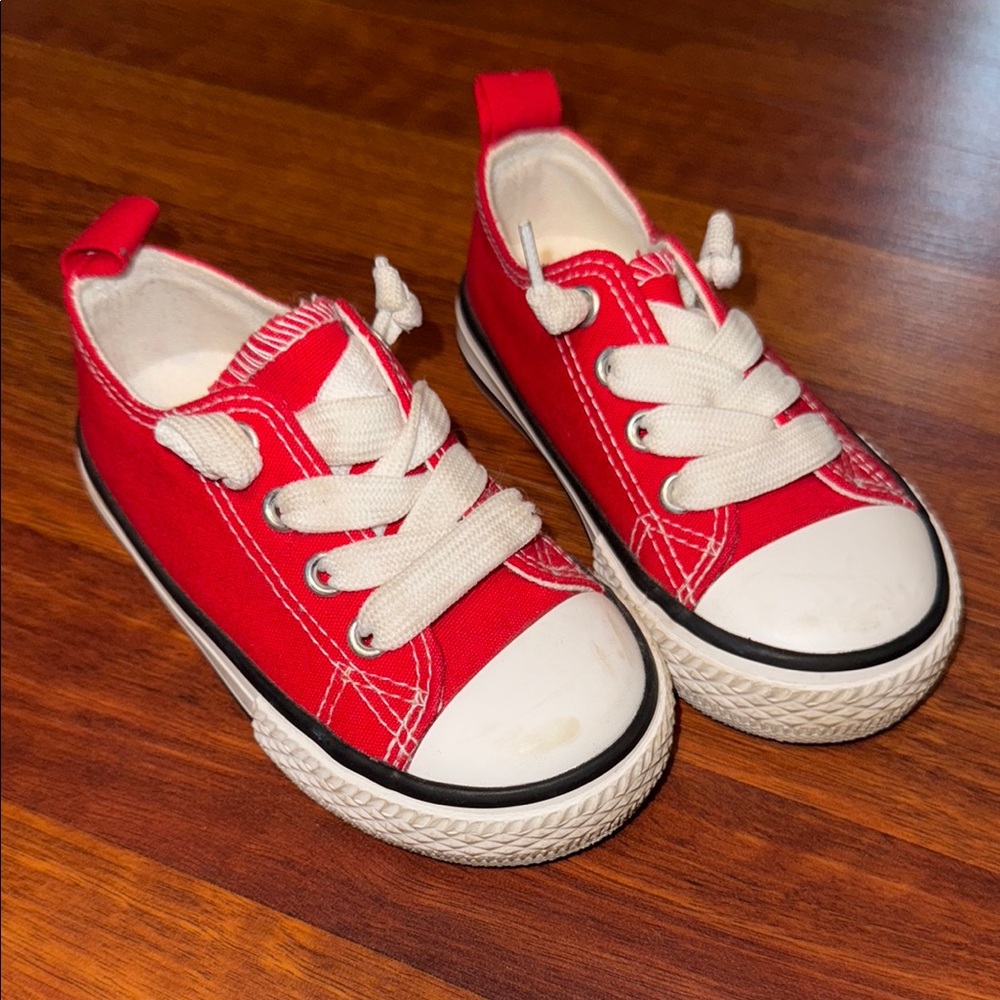 Kids Red Canvas Sneakers